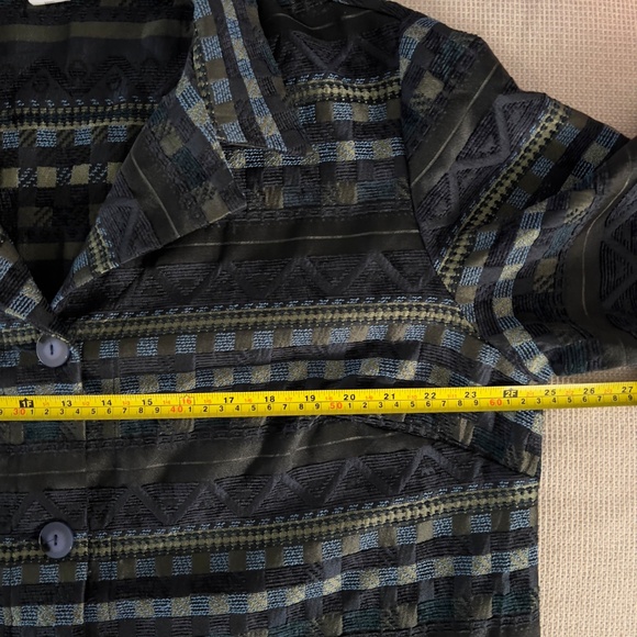 Vintage 90s Sag Harbor All Over Block Wave Quilted Embroidery Jacket size 16 - Picture 8 of 8